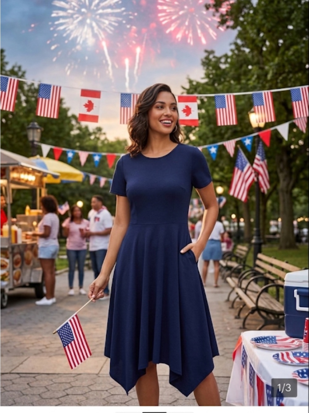 Eci New York Classic Navy Short-Sleeve A-Line Dress - Women's